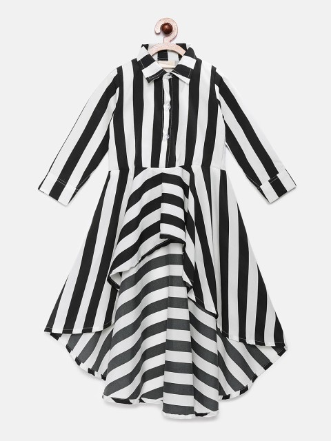 

Fairies Forever Girls White Striped Fit and Flare Dress