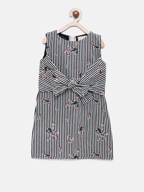 

Fairies Forever Girls Black Striped A-Line Dress