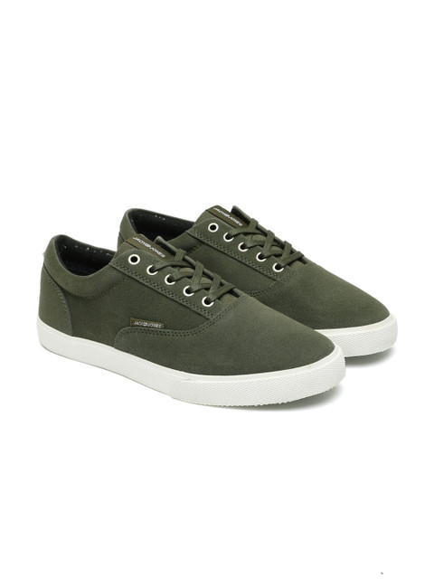 

Jack & Jones Men Olive Green Solid Sneakers