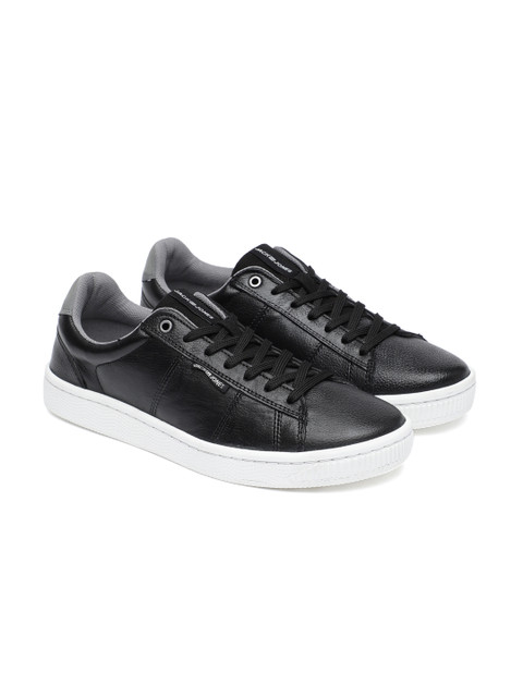 

Jack & Jones Men Charcoal Leather Sneakers