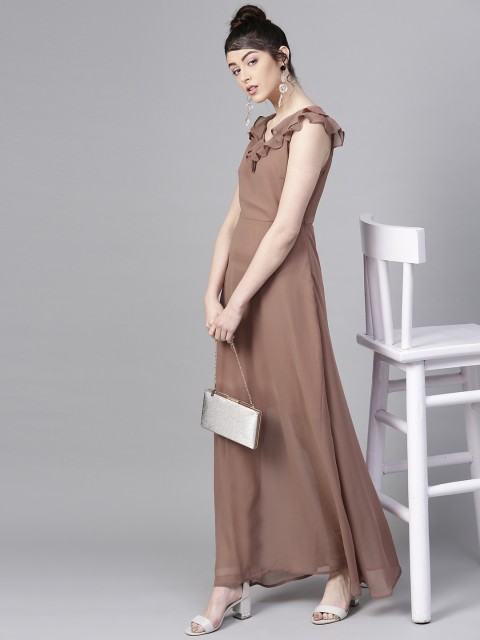 

SASSAFRAS Women Dusty Pink Solid Maxi Dress