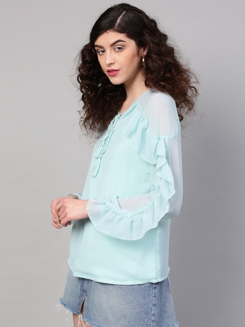 

SASSAFRAS Women Blue Solid Top