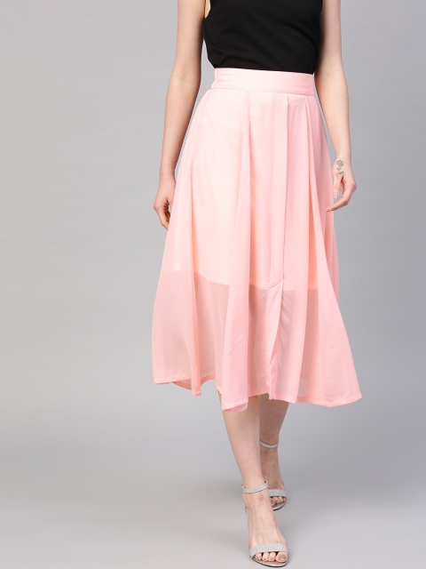 

SASSAFRAS Women Pink Solid A-Line Skirt