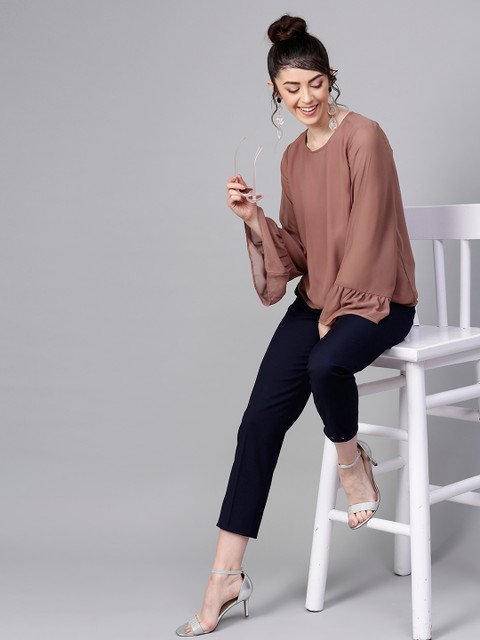 

SASSAFRAS Women Brown Solid A-Line Top