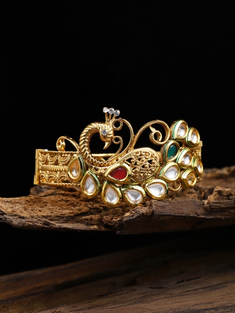 

Zaveri Pearls Gold-Toned Kundan Studded Openable Kada Bracelet