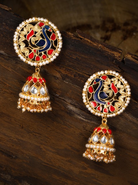 

Zaveri Pearls Gold-Toned & Navy Blue Animal Shaped Jhumkas