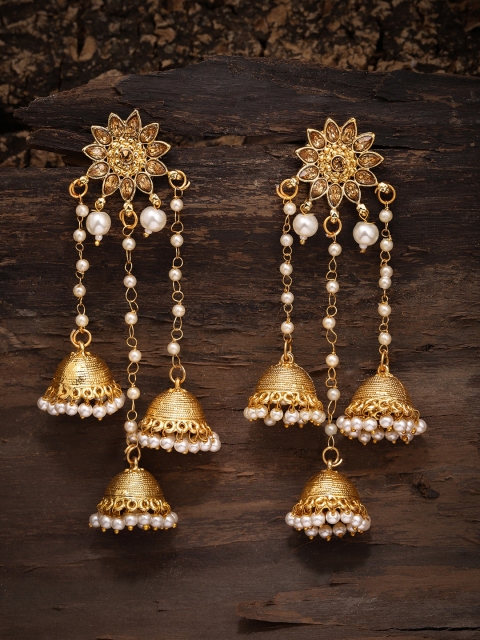 

Zaveri Pearls Gold-Toned Dome Shaped Jhumkas