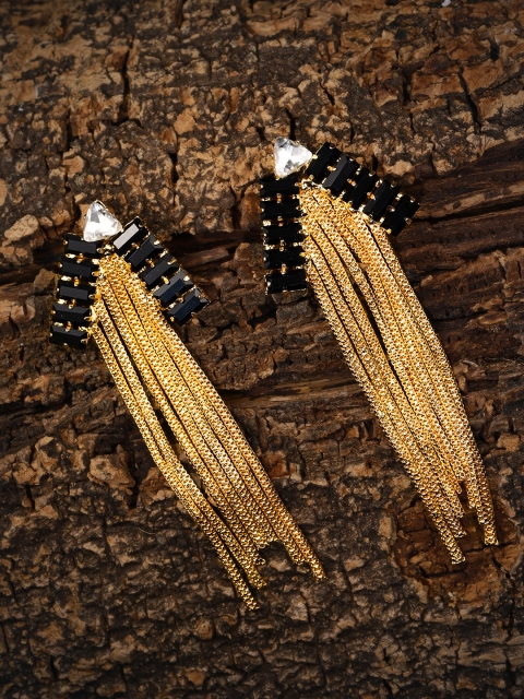 

Zaveri Pearls Gold-Toned & Black Contemporary Drop Earrings