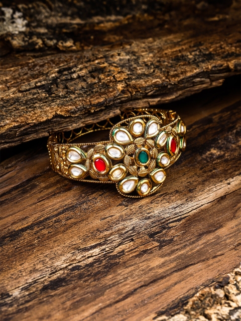 

Zaveri Pearls Gold-Toned Kundan-Studded Openable Kada Bracelet
