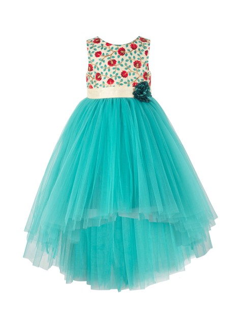 

Toy Balloon kids Girls Sea Green & Beige Embellished Fit and Flare Dress