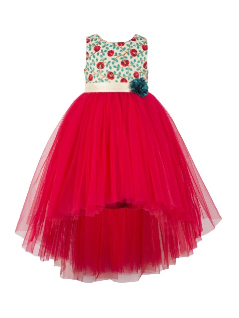 

Toy Balloon kids Girls Red & Beige Embellished Fit and Flare Dress