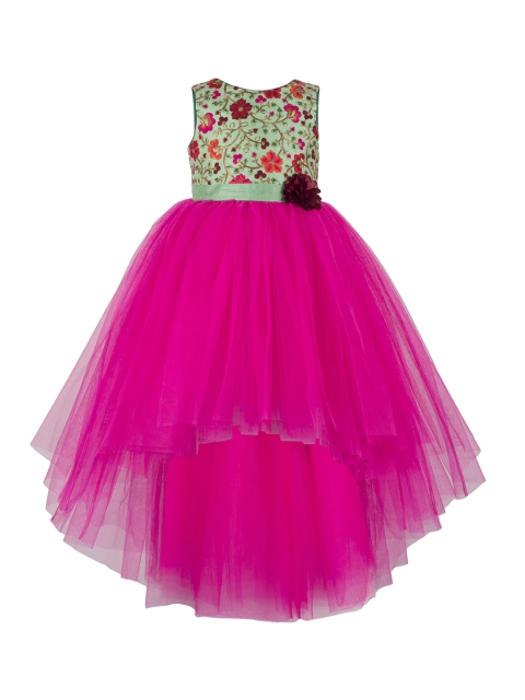 

Toy Balloon kids Girls Pink & Green Embellished Fit and Flare Dress