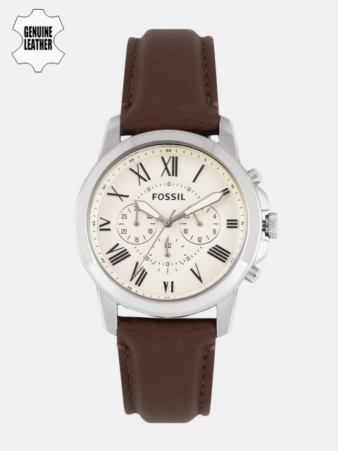 

Fossil Men Cream-Coloured Analogue Genuine Leather Watch
