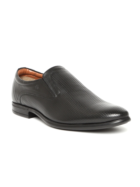 

Arrow Men Black Leather Semi-Formal Textured Slip-Ons