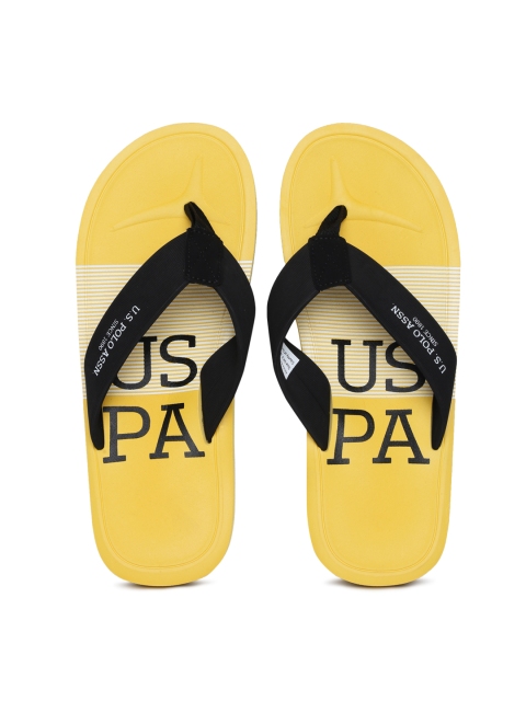 

U.S. Polo Assn. Men Black & Yellow ADOLFITO Printed Thong Flip-Flops