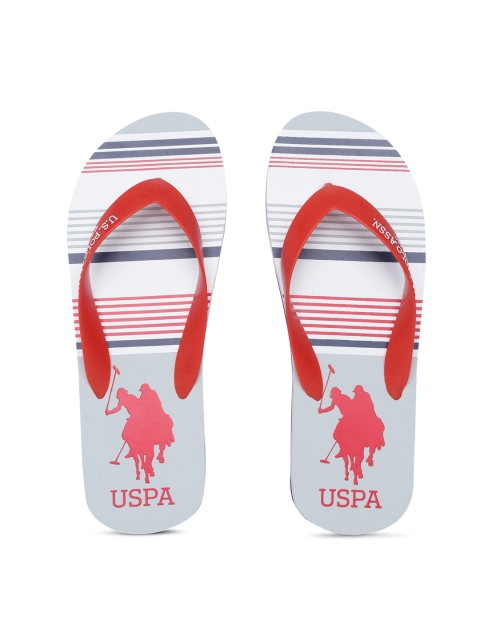 

U.S. Polo Assn. Men Grey & Red SUNNY Striped Thong Flip-Flops