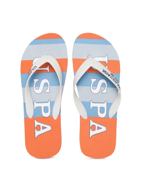 

U.S. Polo Assn. Men Orange & Grey HALE Striped Thong Flip-Flops