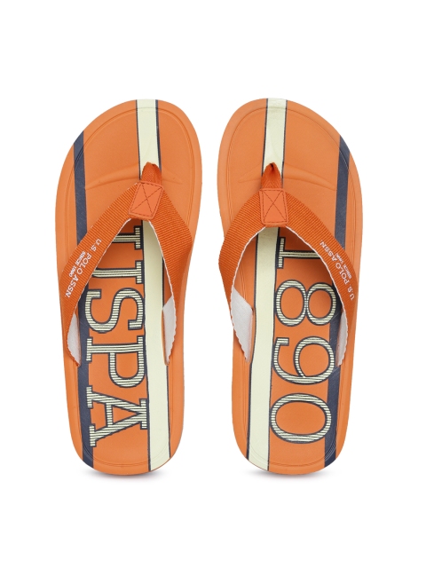 

U.S. Polo Assn. Men Orange FAME Striped Solid Thong Flip-Flops