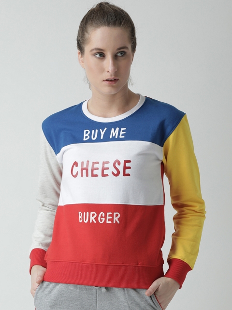 

GRIFFEL Women Red & White Colourblocked Sweatshirt