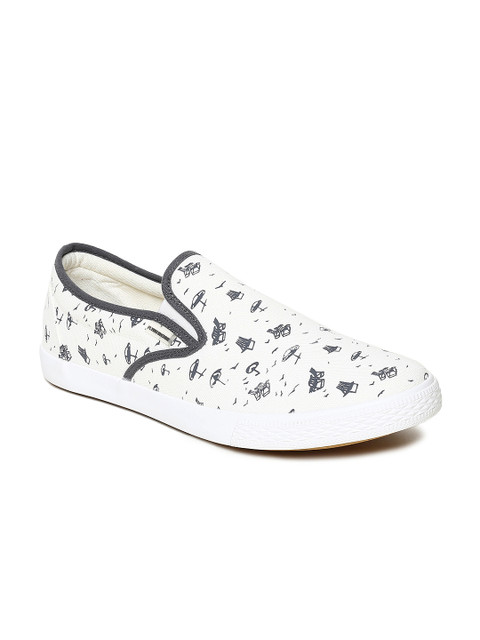 

Flying Machine Men Off-White Slip-On Sneakers