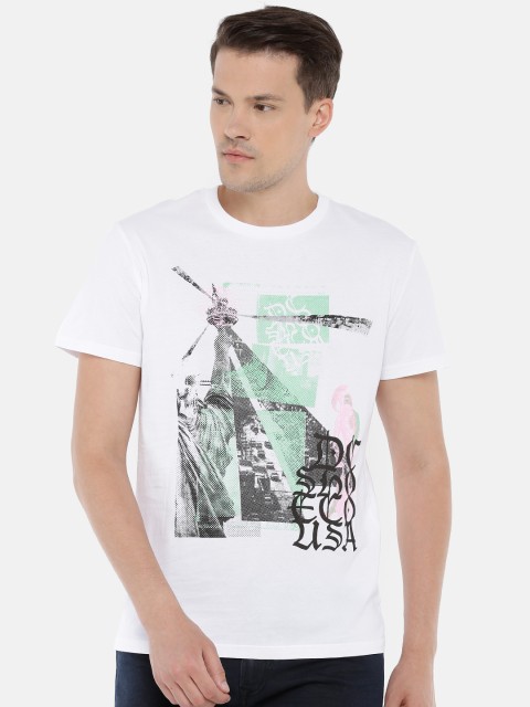

DC Men White Printed Round Neck T-shirt