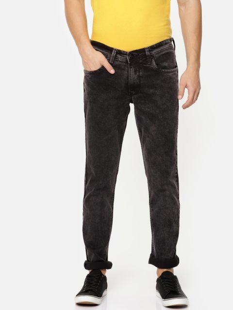 

People Men Black Slim Fit Mid-Rise Clean Look Stretchable Jeans