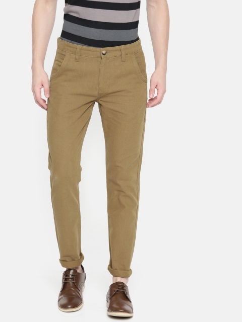 

People Men Khaki Slim Fit Solid Regular Trousers