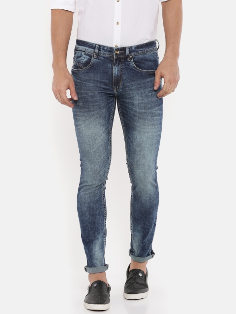 

People Men Blue Skinny Fit Mid-Rise Clean Look Stretchable Jeans