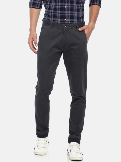 

People Men Charcoal Grey Slim Fit Solid Chinos