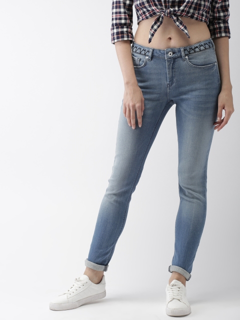 

Scotch & Soda Women Blue Skinny Fit Mid-Rise Clean Look Stretchable Jeans
