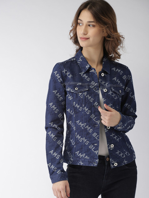 

Scotch & Soda Women Blue Printed Denim Jacket