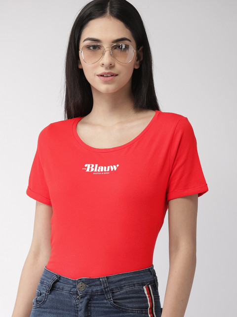 

Scotch & Soda Women Red Printed Round Neck T-shirt