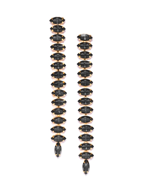 

Jewels Galaxy Grey Gold-Plated Handcrafted Stone-Studded Geometric Drop Earrings