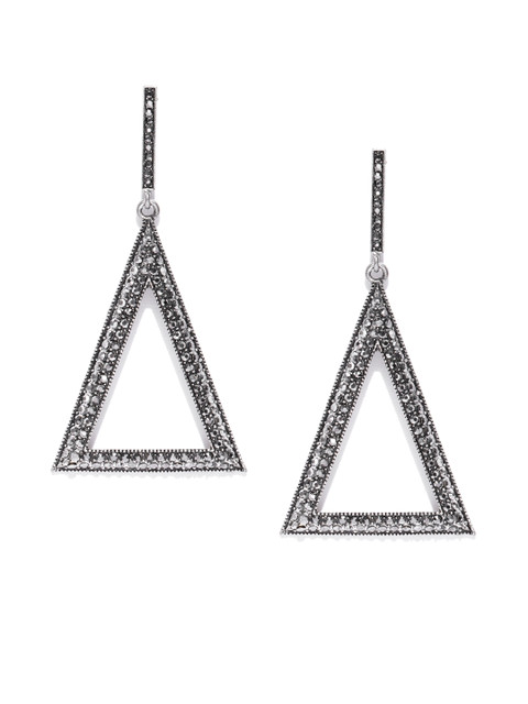 

Jewels Galaxy Oxidised Silver-Plated Handcrafted Triangular Drop Earrings