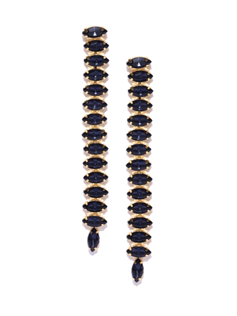 

Jewels Galaxy Navy Gold-Plated Handcrafted Contemporary Drop Earrings
