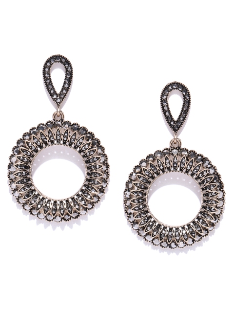 

Jewels Galaxy Copper-Plated Stone-Studded Handcrafted Circular Drop Earrings