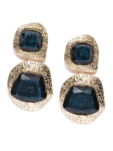 

Jewels Galaxy Teal Green Gold-Plated Handcrafted Contemporary Drop Earrings