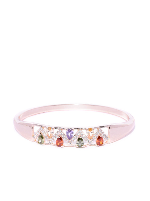 

Jewels Galaxy Multicoloured Rose Gold-Plated Stone-Studded Cuff Bracelet, Multi