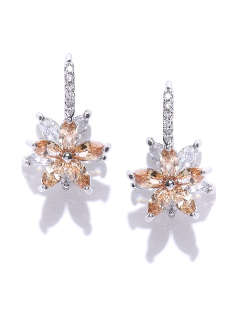

Jewels Galaxy Peach-Coloured Silver-Plated Handcrafted Floral Studs