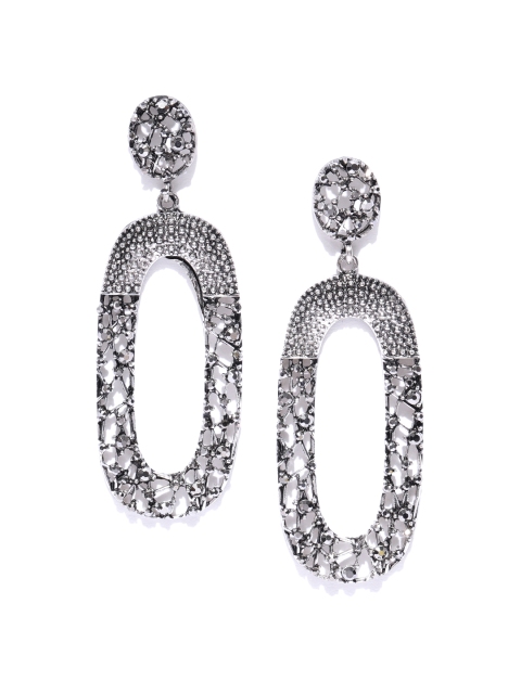 

Jewels Galaxy Silver-Plated Handcrafted Oval Drop Earrings