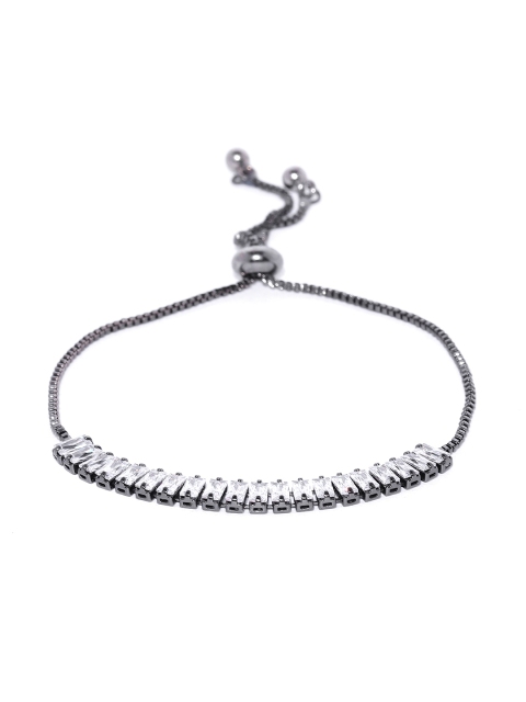 

Jewels Galaxy Gunmetal-Toned Rhodium-Plated Stone-Studded Bracelet, Metallic