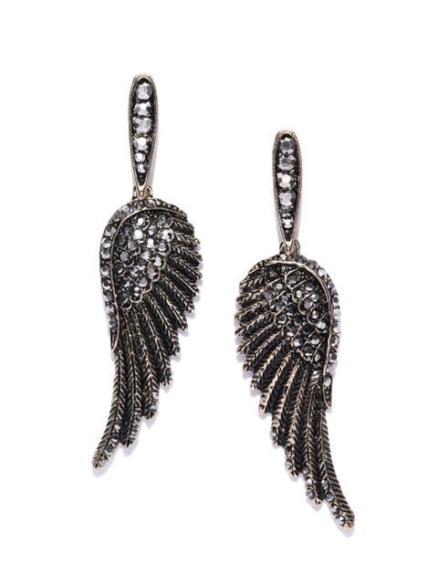

Jewels Galaxy Copper-Plated Handcrafted Feather Shaped Drop Earrings