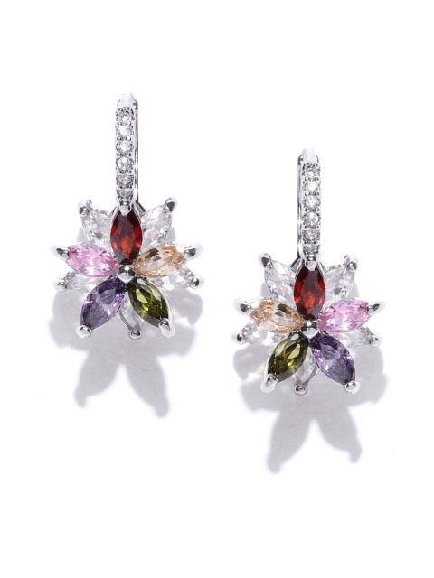 

Jewels Galaxy Multicoloured Rhodium-Plated Handcrafted Floral Shaped Studs, Multi