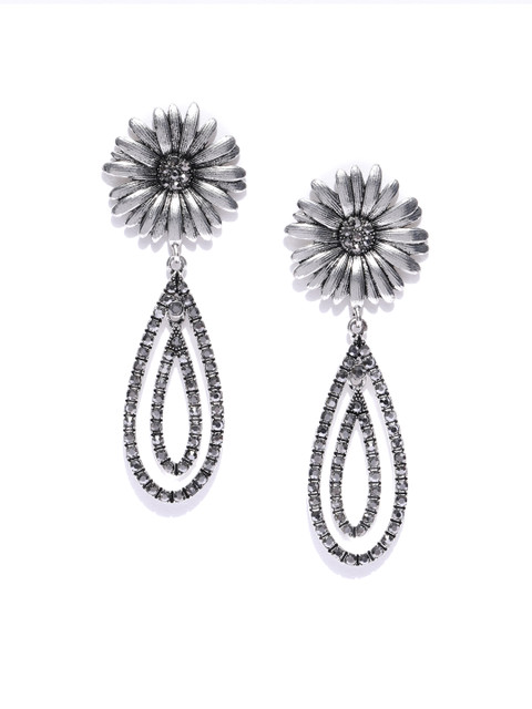 

Jewels Galaxy Oxidised Silver-Plated Handcrafted Teardrop Shaped Drop Earrings