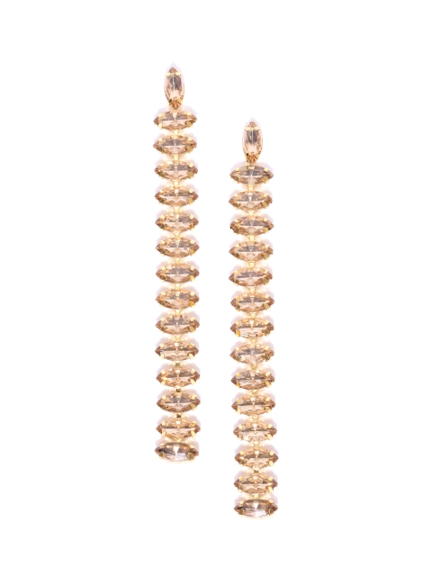 

Jewels Galaxy Gold-Plated Stone-Studded Handcrafted Contemporary Drop Earrings