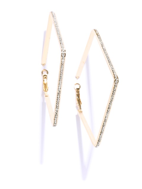 

Jewels Galaxy Gold-Plated Stone-Studded Handcrafted Square Hoop Earrings
