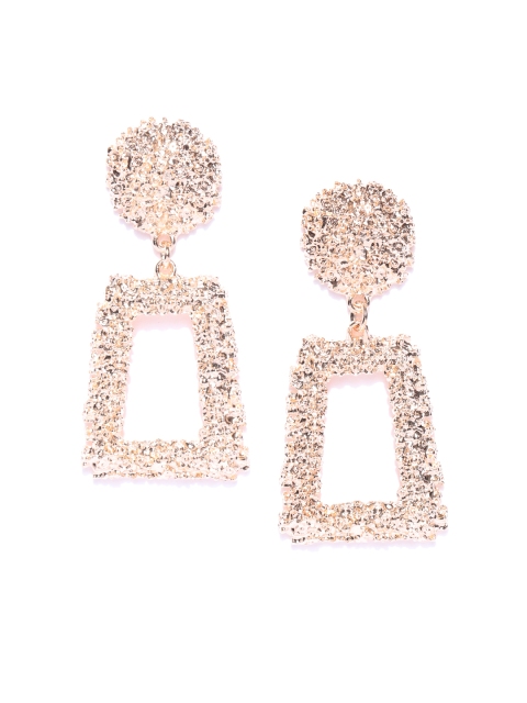 

Jewels Galaxy Rose Gold-Toned Copper-Plated Handcrafted Geometric Drop Earrings