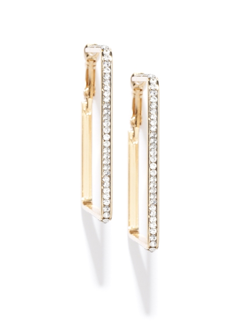 

Jewels Galaxy Gold-Plated Handcrafted Stone-Studded Square Hoop Earrings