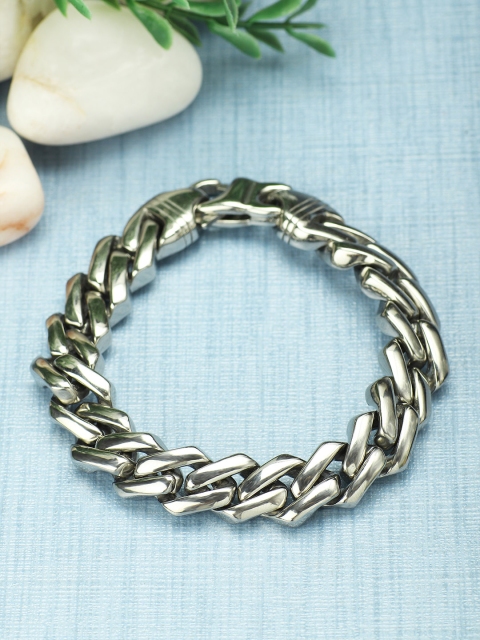 

Peora Silver-Toned Stainless Steel Link Bracelet