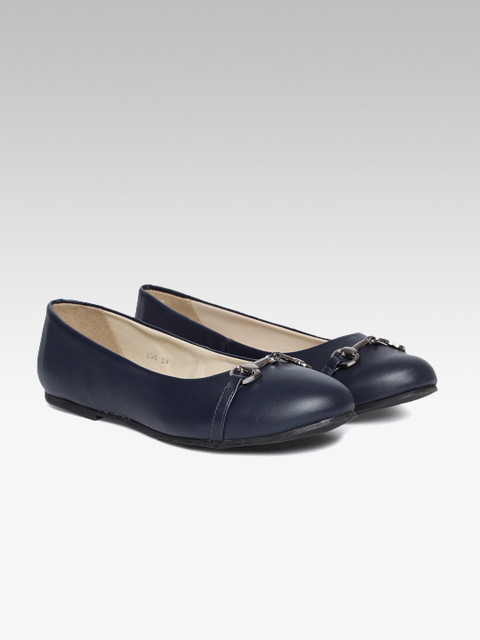 

Carlton London Women Navy Blue Solid Leather Ballerinas